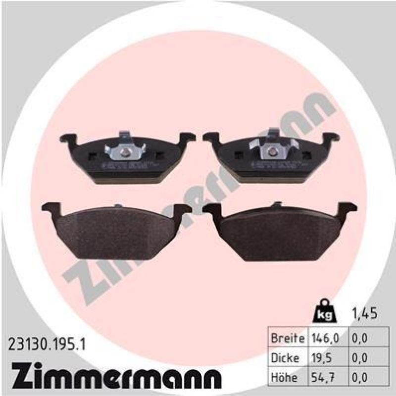 ZIMMERMANN Brake Pad Set, disc brake