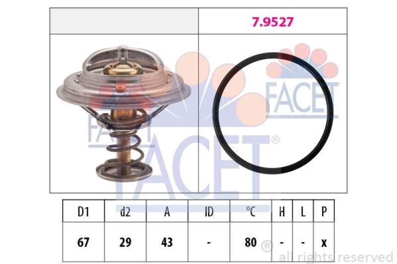 FACET Thermostat, coolant Made in Italy - OE Equivalent