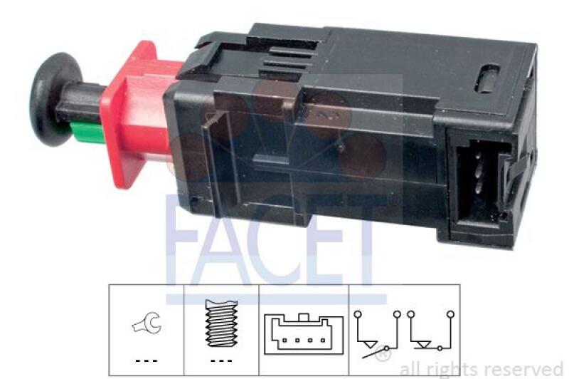 FACET Brake Light Switch Made in Italy - OE Equivalent