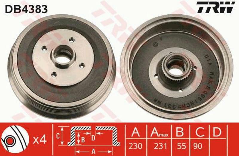 2x TRW Bremstrommel