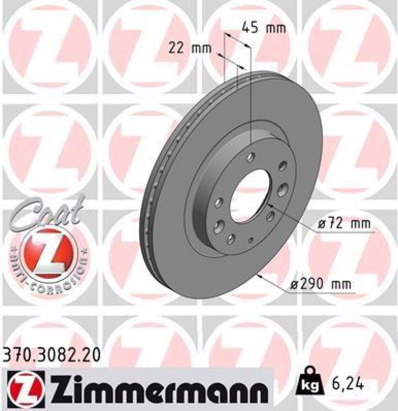 2x Zimmermann Bremsscheiben Coat Z Ø290mm Vorne passend für Mazda MX-5 3 1.8 2.0 370.3082.20