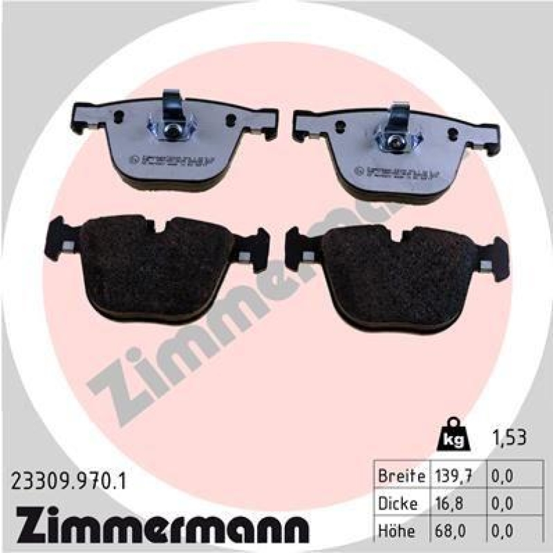 ZIMMERMANN Bremsbelagsatz, Scheibenbremse rd:z 23309.970.1