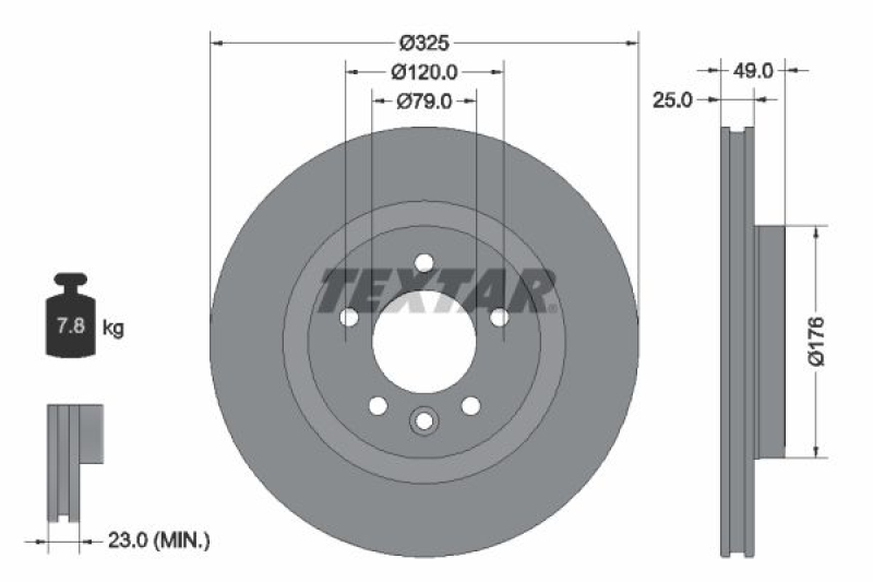 2x TEXTAR Brake Disc PRO