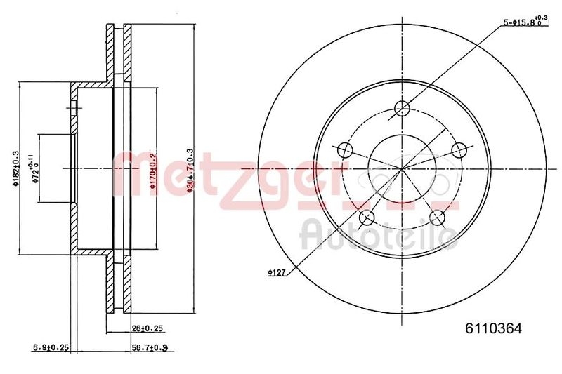 2x METZGER Brake Disc