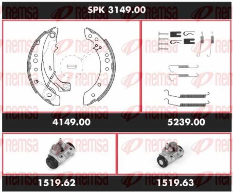 REMSA Brake Kit, drum brake Super Precision Kit