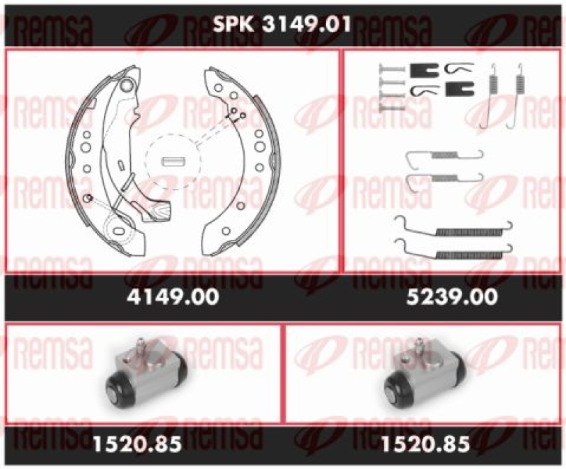 REMSA Brake Kit, drum brake Super Precision Kit