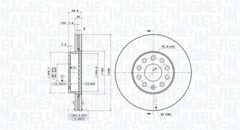 2x MAGNETI MARELLI Bremsscheibe 360406050501