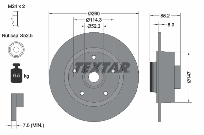 2x TEXTAR Bremsscheibe PRO