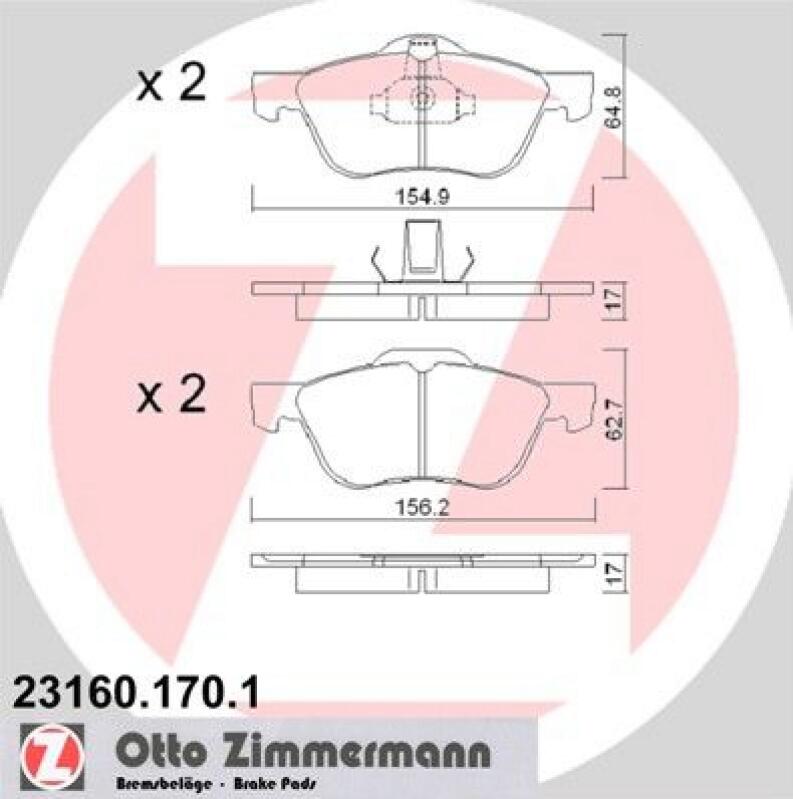 ZIMMERMANN Bremsbelagsatz, Scheibenbremse