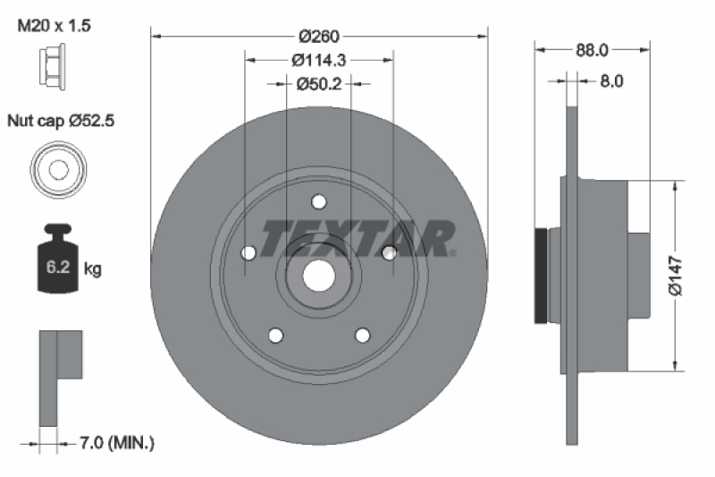 2x TEXTAR Bremsscheibe PRO 92196003