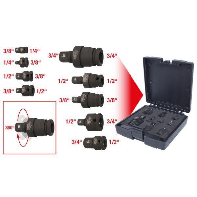 KS TOOLS Increasing/Reducing Adapter Set, ratchet