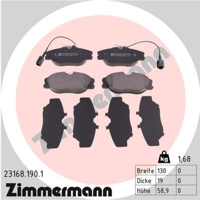 ZIMMERMANN Bremsbelagsatz, Scheibenbremse