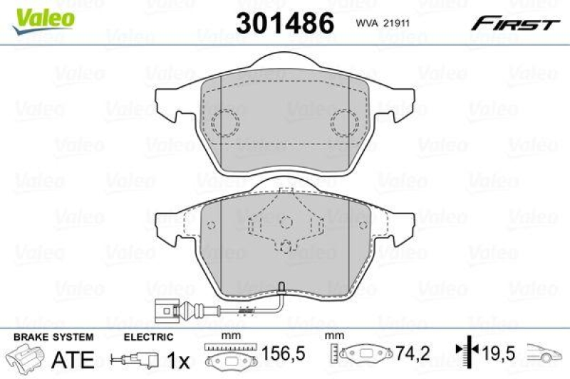 VALEO Bremsbelagsatz, Scheibenbremse ESSENTIAL 301486