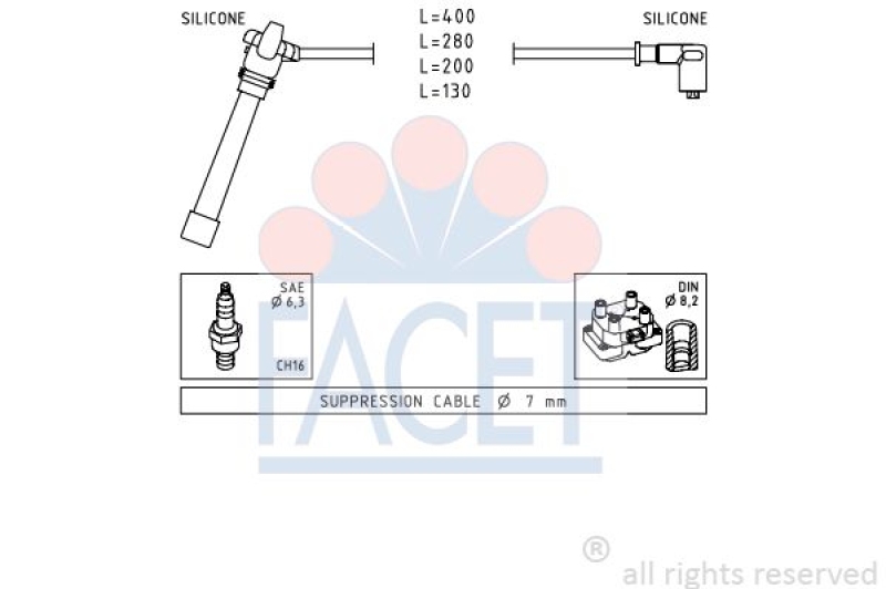 FACET Ignition Cable Kit Made in Italy - OE Equivalent