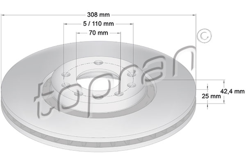 2x TOPRAN Bremsscheibe COATED