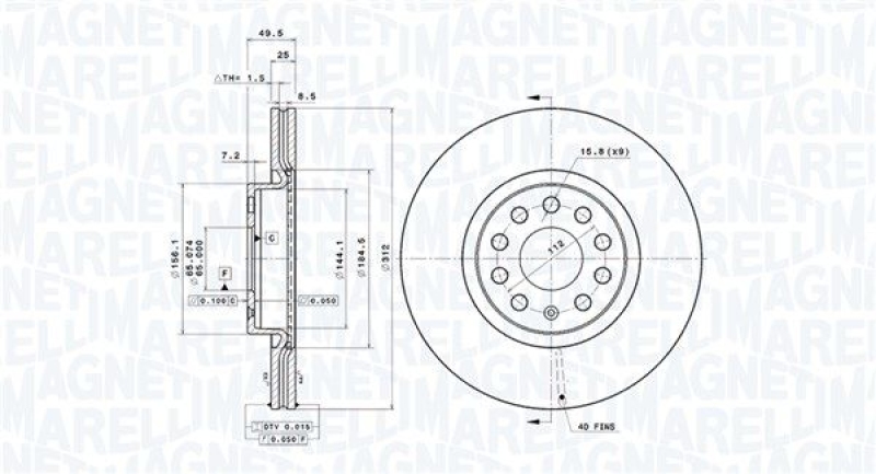 2x MAGNETI MARELLI Bremsscheibe