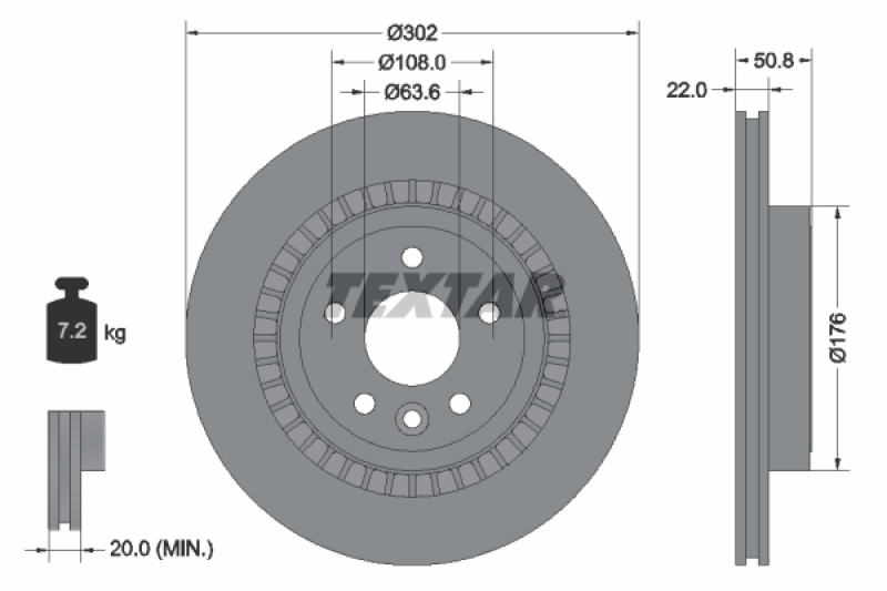 2x TEXTAR Bremsscheibe PRO