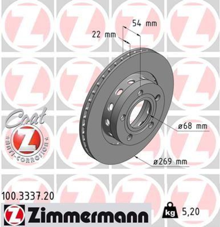 2x ZIMMERMANN Brake Disc COAT Z