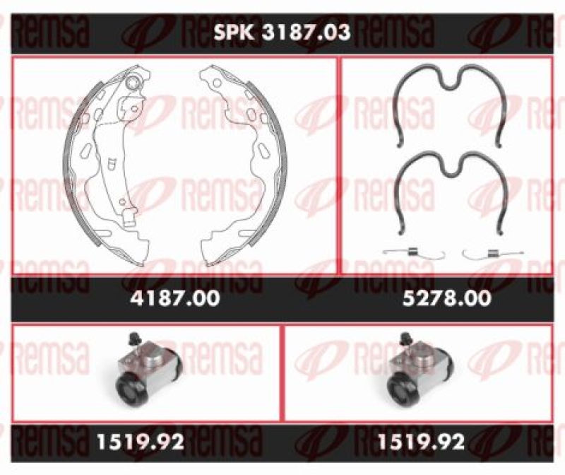 REMSA Brake Kit, drum brake Super Precision Kit