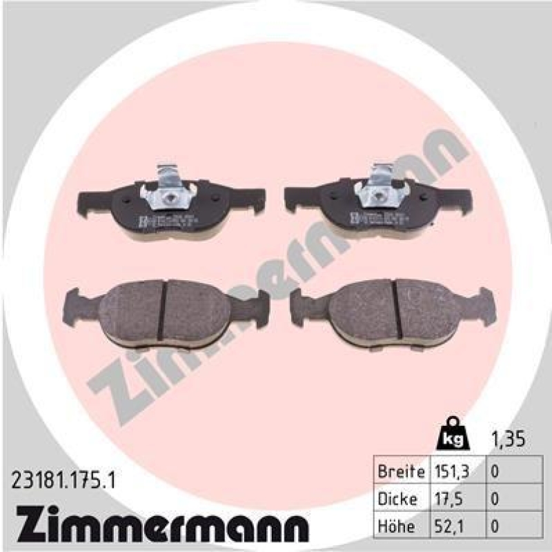 ZIMMERMANN Bremsbelagsatz, Scheibenbremse 23181.175.1