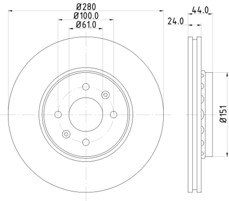 2x HELLA Brake Disc PRO High Carbon