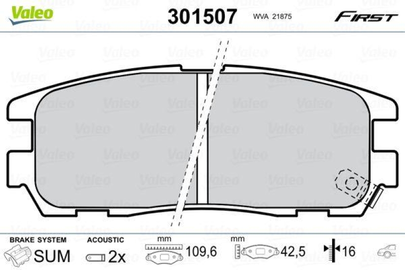 VALEO Bremsbelagsatz, Scheibenbremse ESSENTIAL 301507