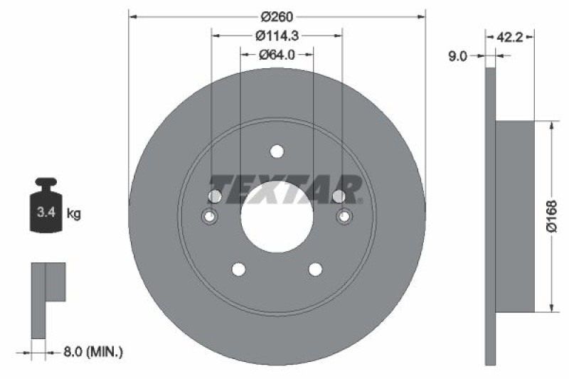 2x TEXTAR Bremsscheibe PRO