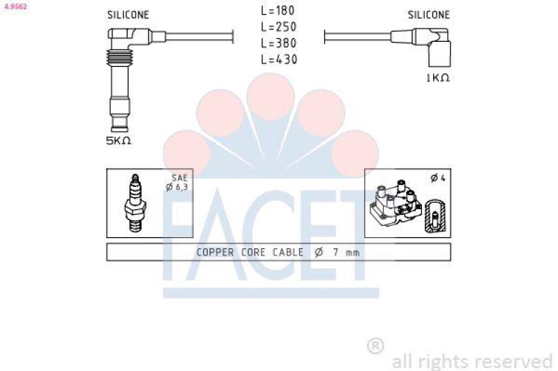 FACET Ignition Cable Kit Made in Italy - OE Equivalent