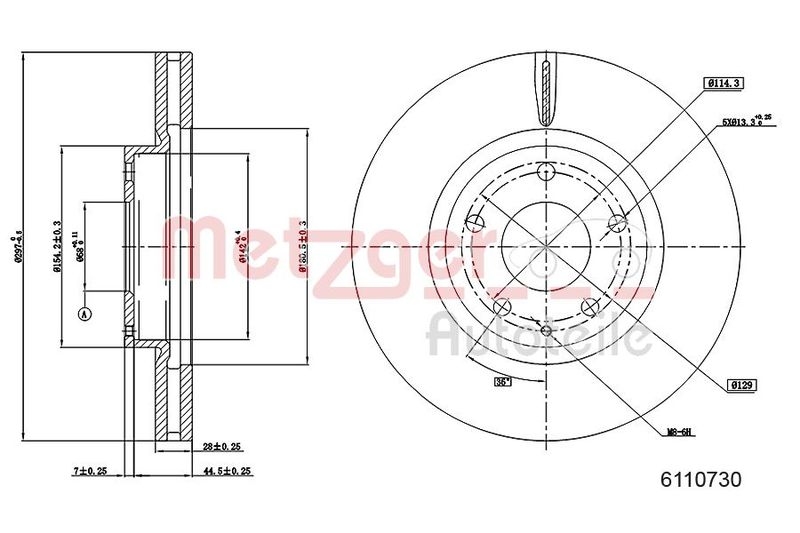 2x METZGER Brake Disc