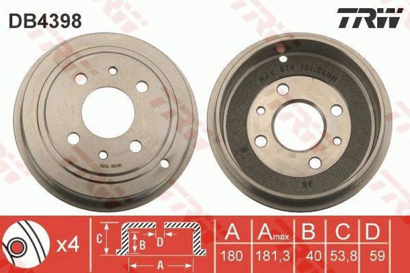 2x TRW Brake Drum