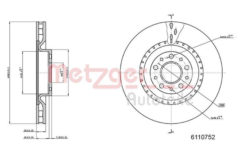 2x METZGER Brake Disc