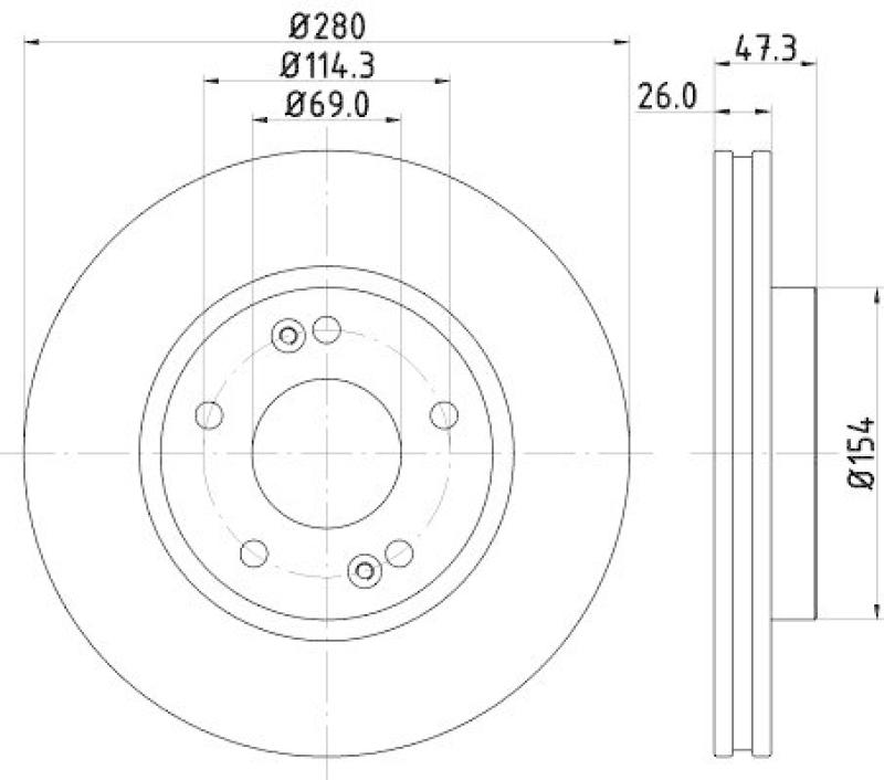 2x HELLA Bremsscheibe PRO High Carbon 8DD 355 129-711