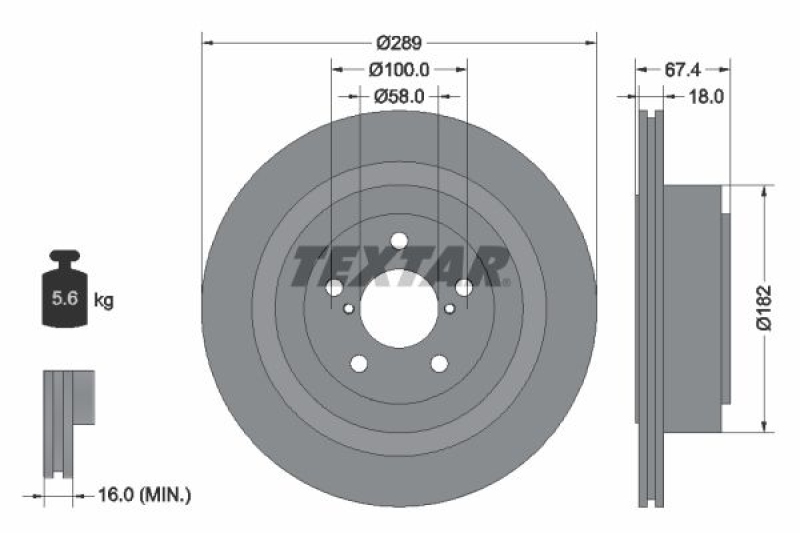 2x TEXTAR Bremsscheibe PRO 92173603