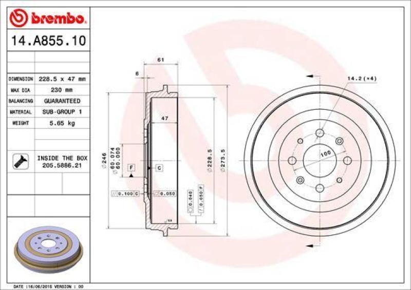 2x BREMBO Brake Drum ESSENTIAL LINE