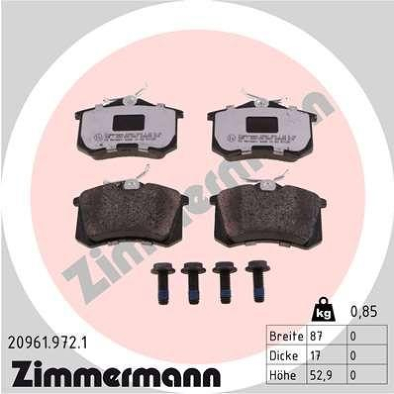 ZIMMERMANN Bremsbelagsatz, Scheibenbremse rd:z