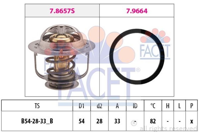 FACET Thermostat, coolant Made in Italy - OE Equivalent