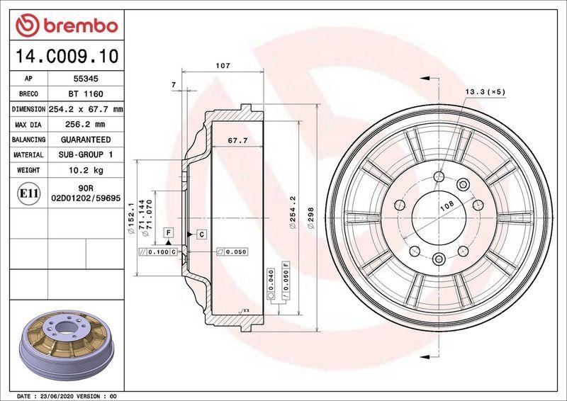 2x BREMBO Brake Drum ESSENTIAL LINE
