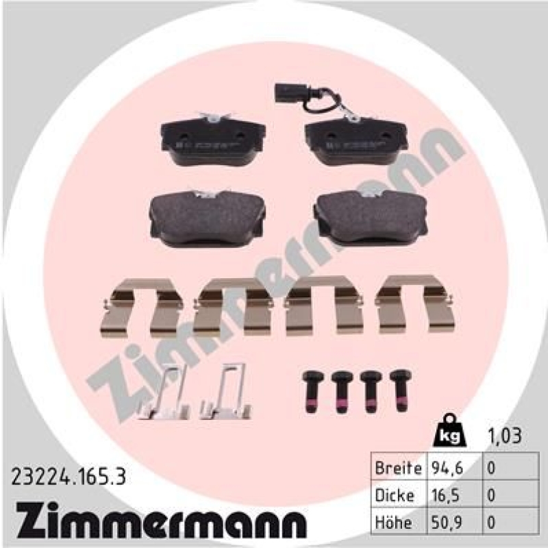 ZIMMERMANN Bremsbelagsatz, Scheibenbremse