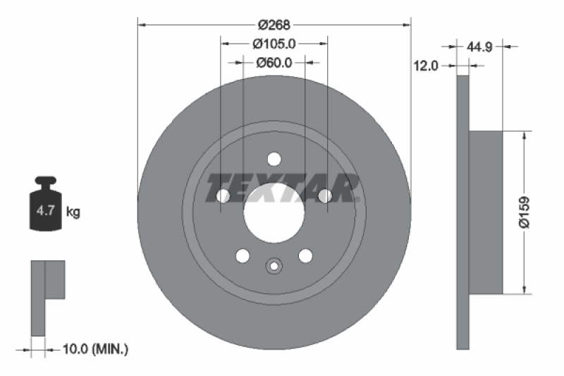 2x TEXTAR Bremsscheibe PRO 92205503