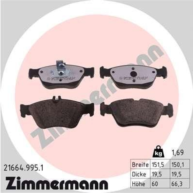 ZIMMERMANN Bremsbelagsatz, Scheibenbremse rd:z 21664.995.1