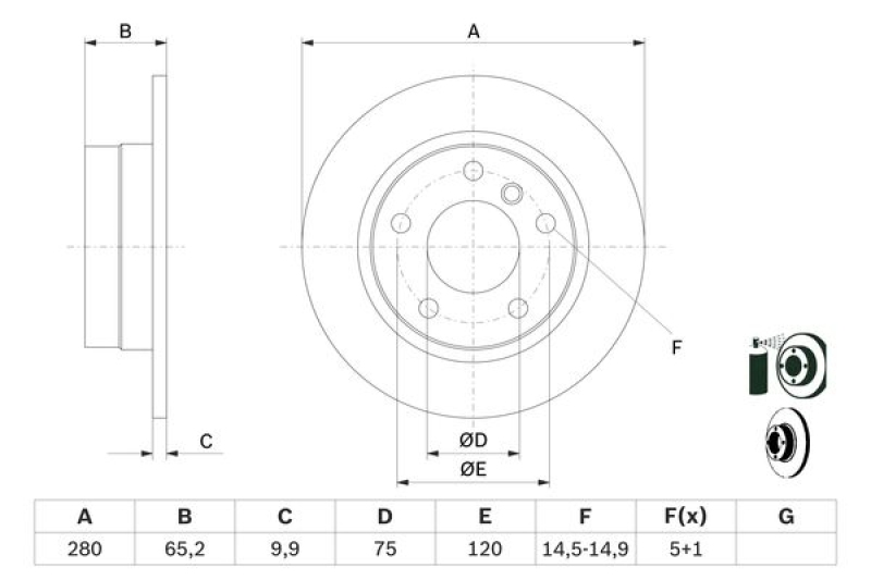 2x BOSCH Brake Disc