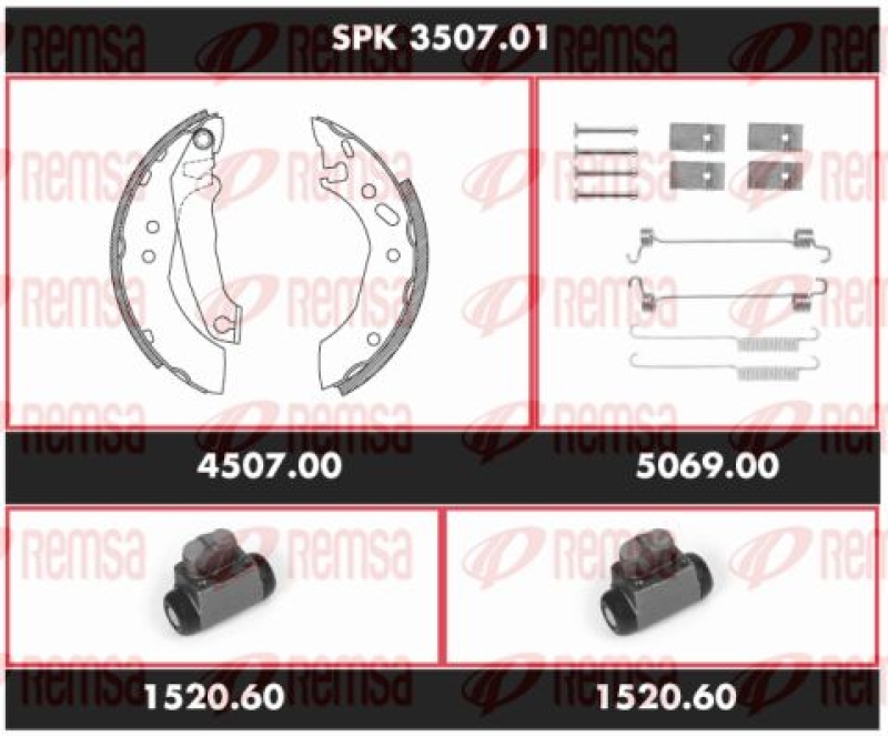 REMSA Brake Kit, drum brake Super Precision Kit
