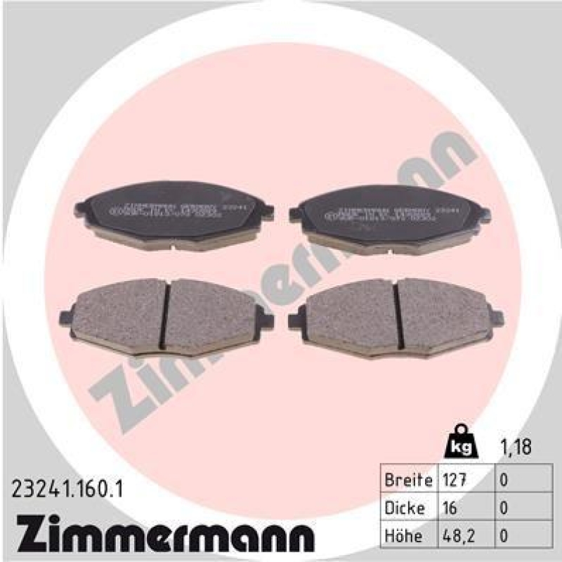 ZIMMERMANN Bremsbelagsatz, Scheibenbremse 23241.160.1