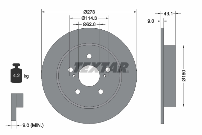 2x TEXTAR Bremsscheibe 92222300