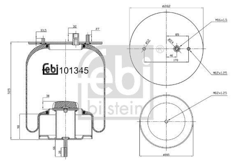 FEBI BILSTEIN Federbalg, Luftfederung 101345