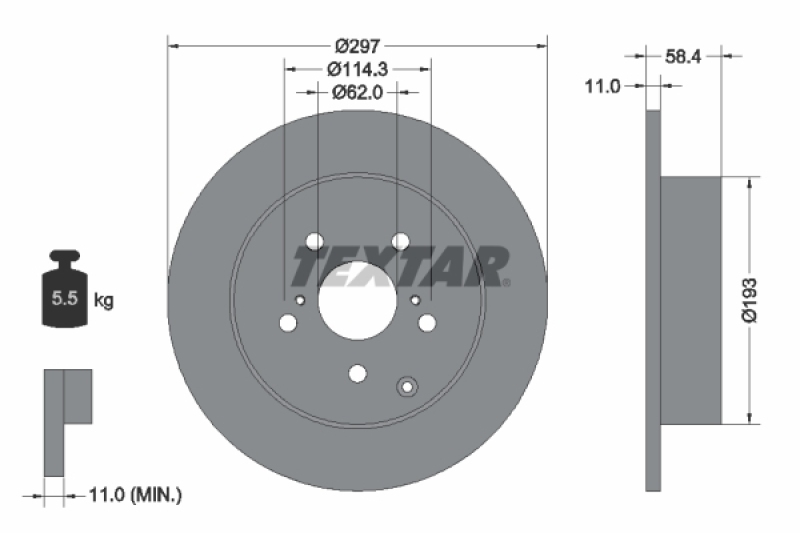2x TEXTAR Bremsscheibe 92222500