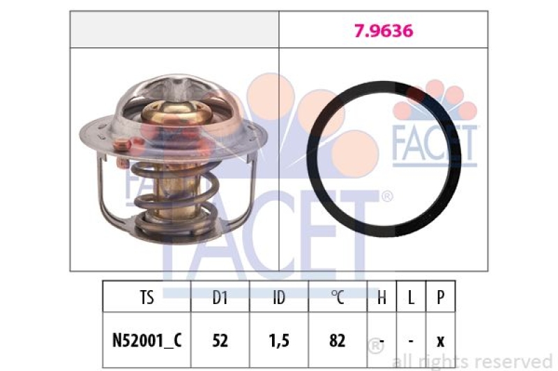 FACET Thermostat für Kühlmittel / Kühlerthermostat Made in Italy - OE Equivalent