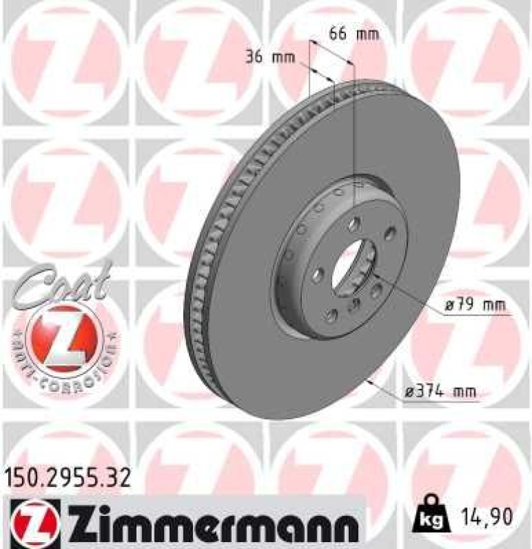 1x Zimmermann Bremsscheibe Formula Ø374mm Vorne rechts passend fü...