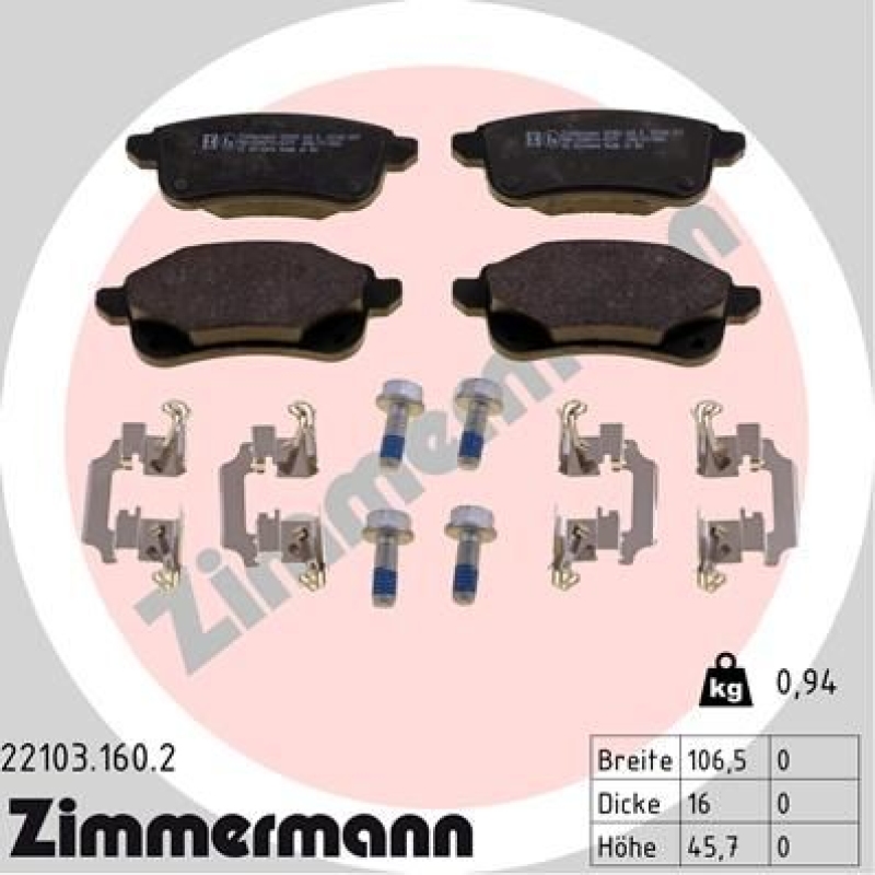 ZIMMERMANN Bremsbelagsatz, Scheibenbremse