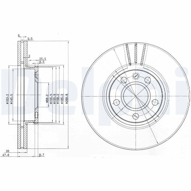 2x DELPHI Bremsscheibe BG3696